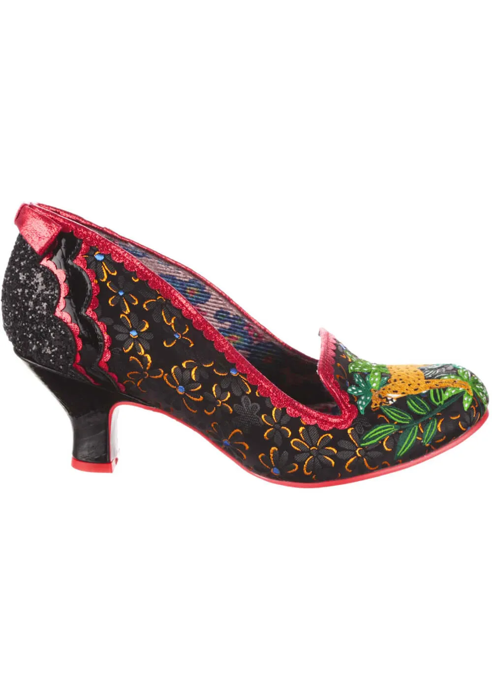 Black 50s Pumps by Irregular Choice Charming Cheetah