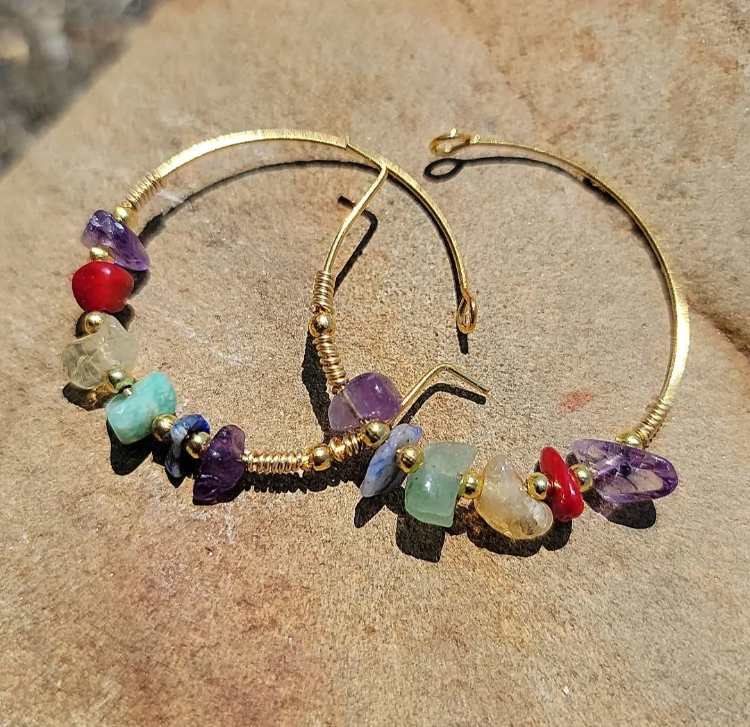 Island Girl Art Gemstone Hoop Earrings