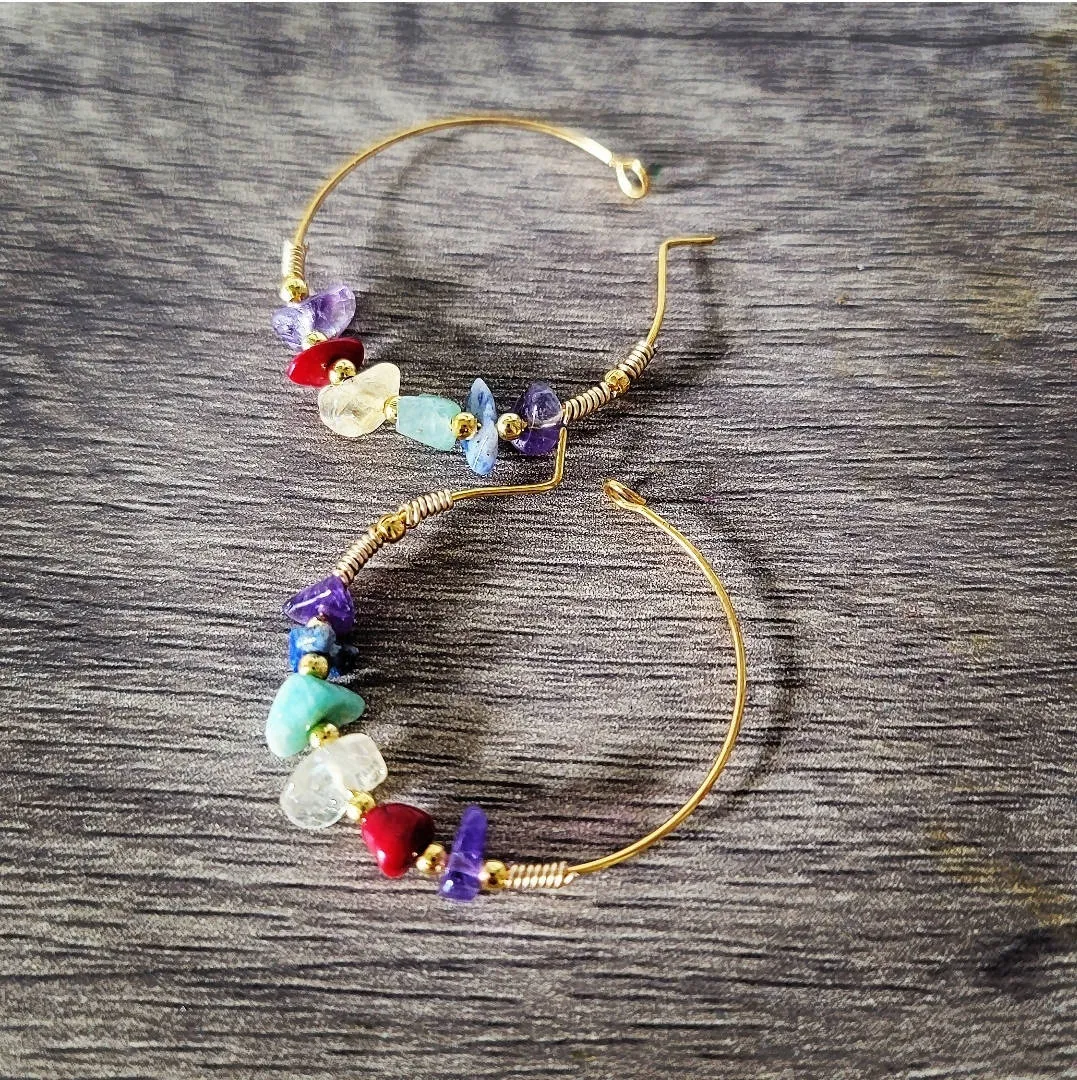 Island Girl Art Gemstone Hoop Earrings