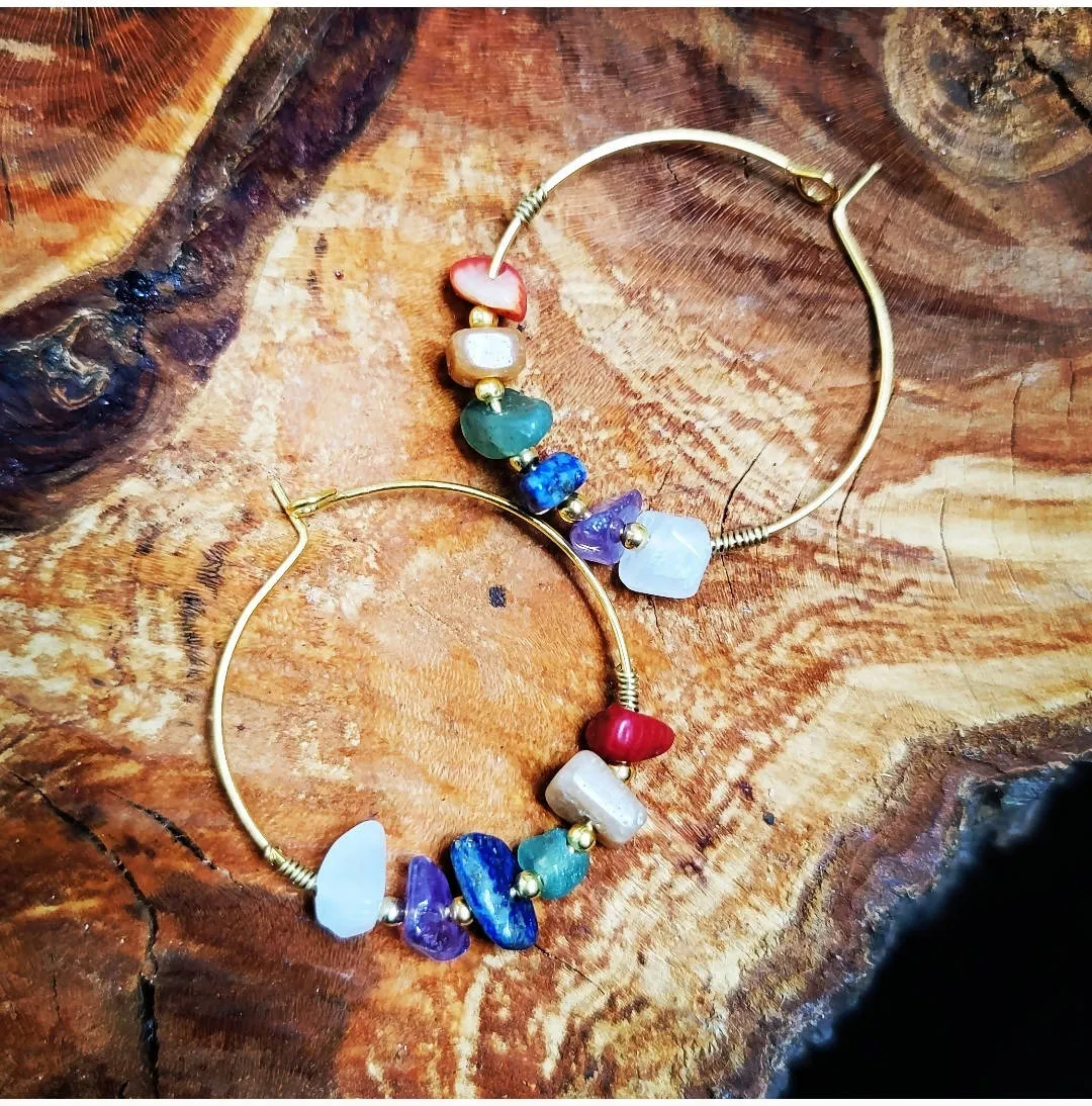 Island Girl Art Gemstone Hoop Earrings