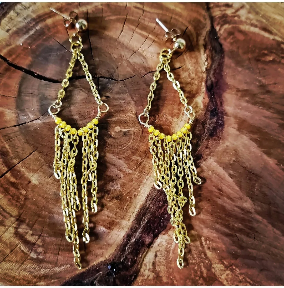 Island Girl Art - Golden Fringe Earrings