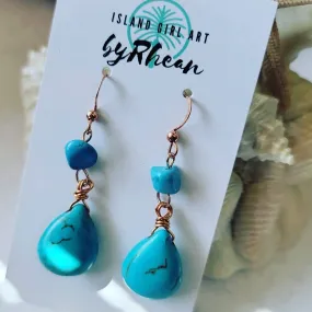 Island Girl Art - Natural Stone Earrings- Turquoise & Copper Earrings