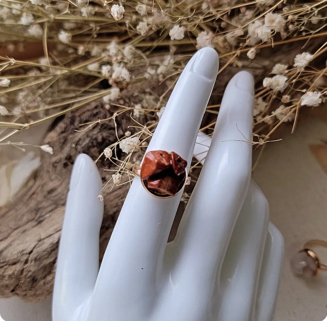 Island Girl Art - Natural Stone Ring - Heliotope Stone