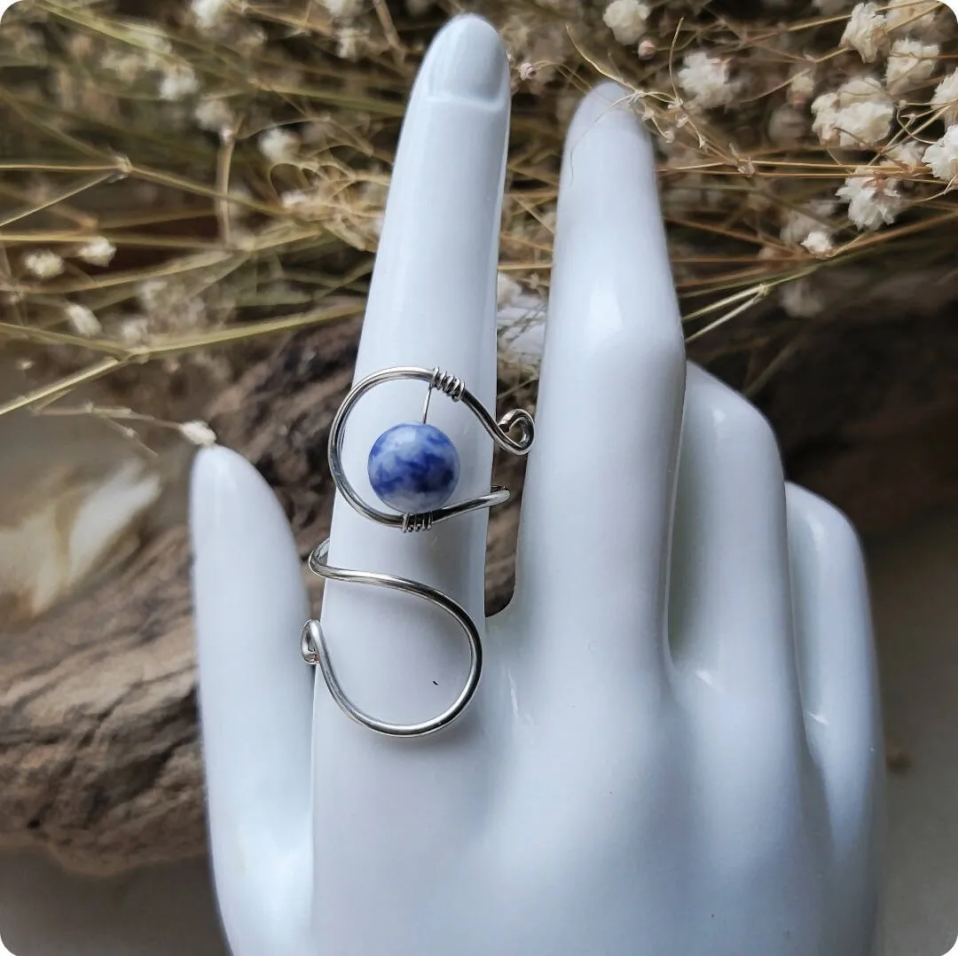 Handmade Wire Wrapped Lapis Swirl Ring by Island Girl Art