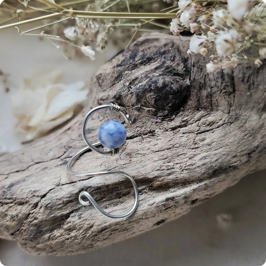 Handmade Wire Wrapped Lapis Swirl Ring by Island Girl Art