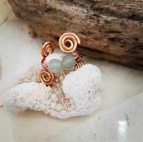 Island Girl Art Aventurine Wire Wrapped Ring Furl