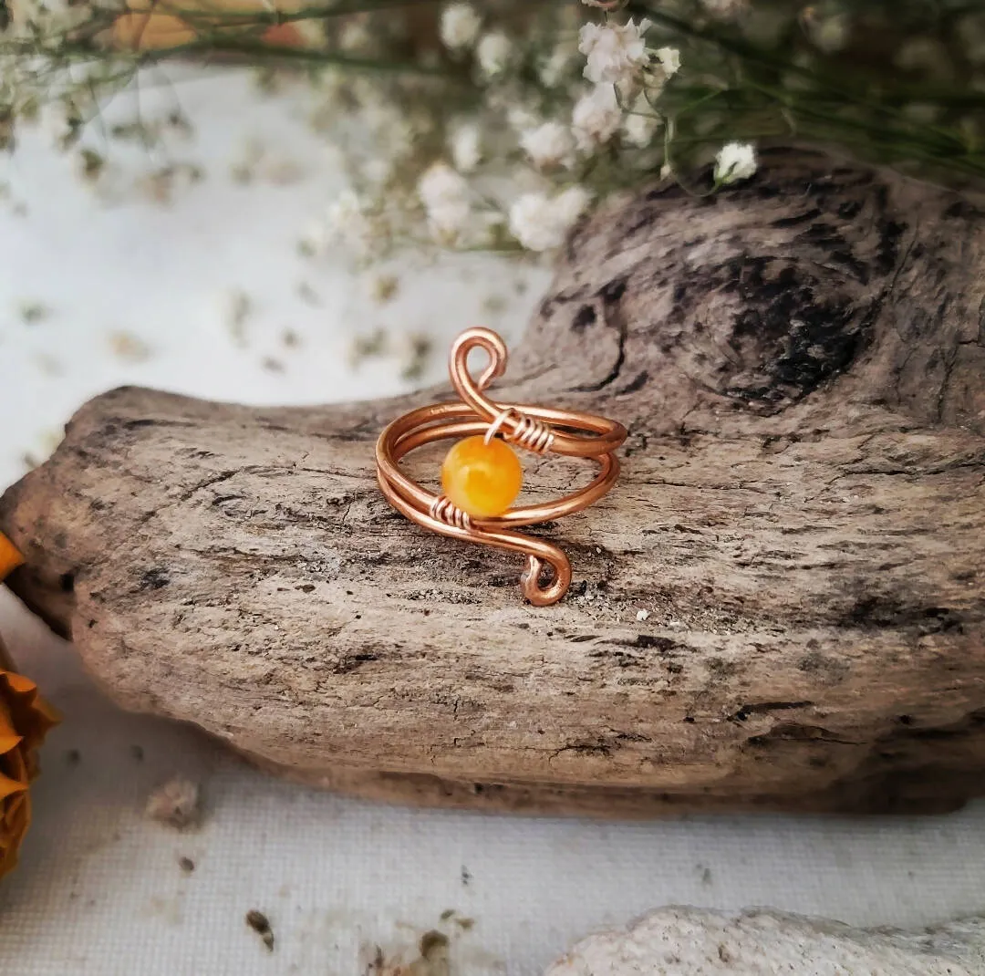 Wire Wrapped Citrine Ring by Island Girl Art