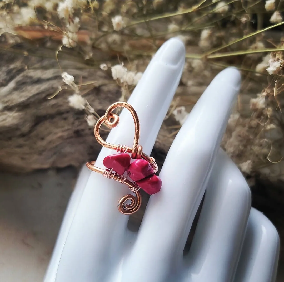 Wire Wrapped Copper Heart Ring by Island Girl Art