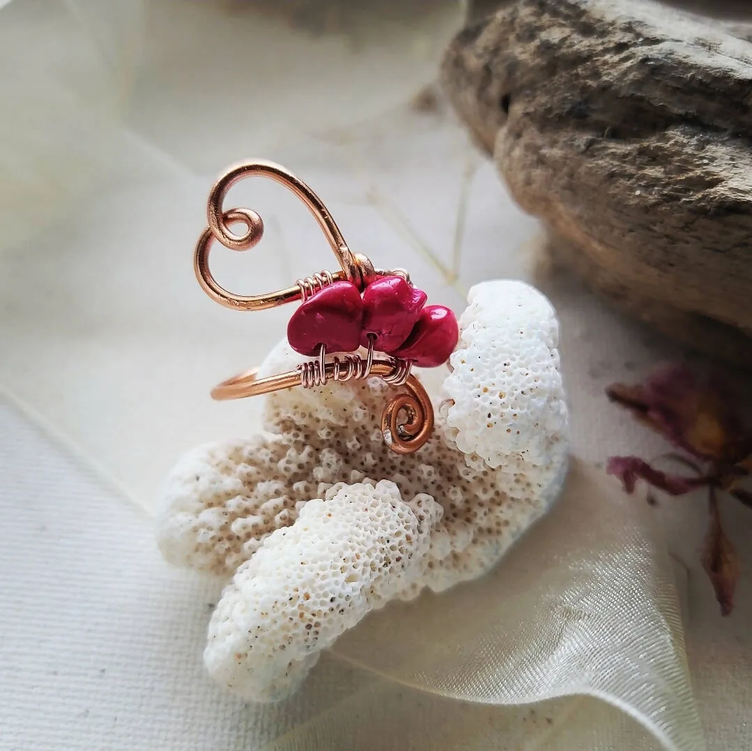 Wire Wrapped Copper Heart Ring by Island Girl Art