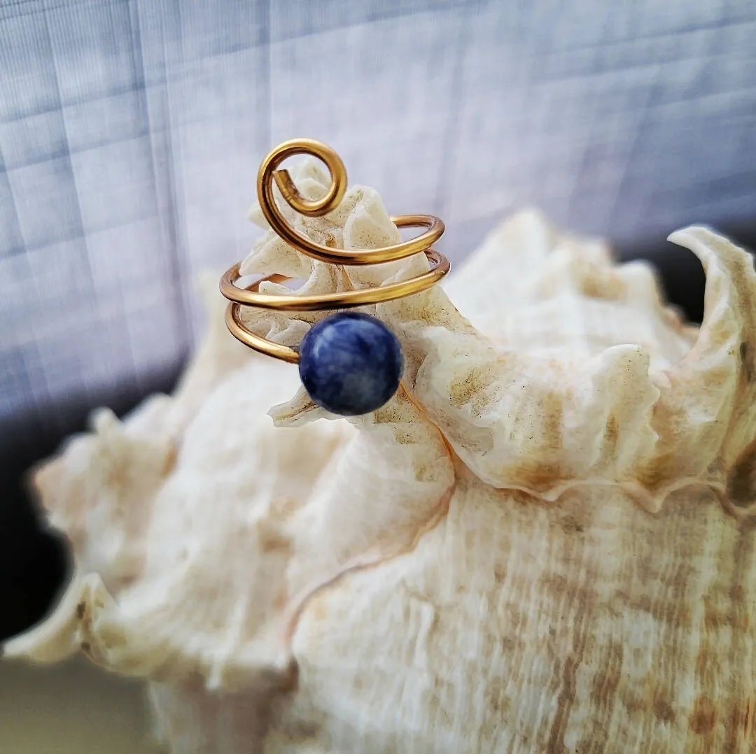 Island Girl Art Lapis & Copper Wire Wrapped Ring