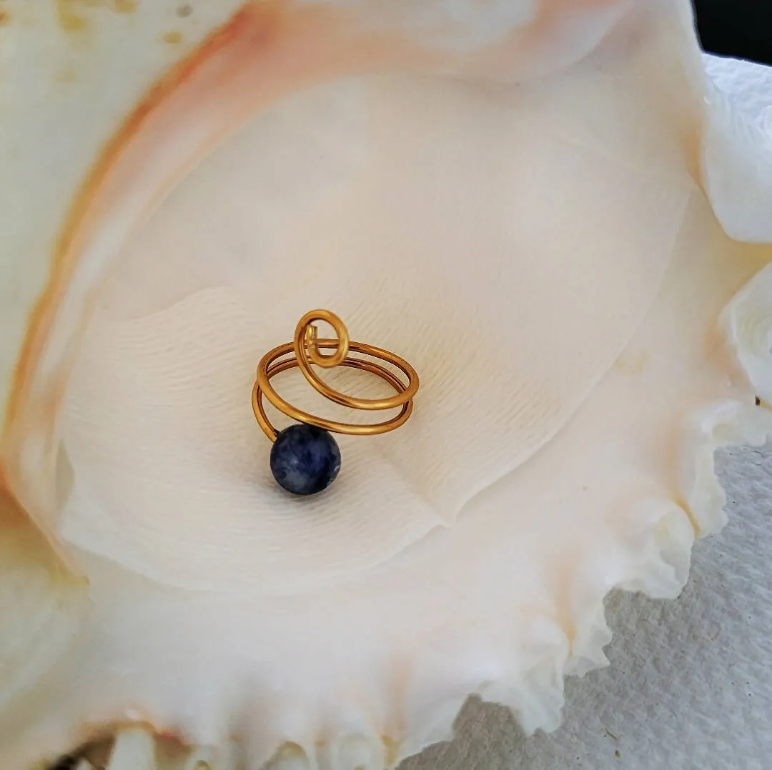 Island Girl Art Lapis & Copper Wire Wrapped Ring