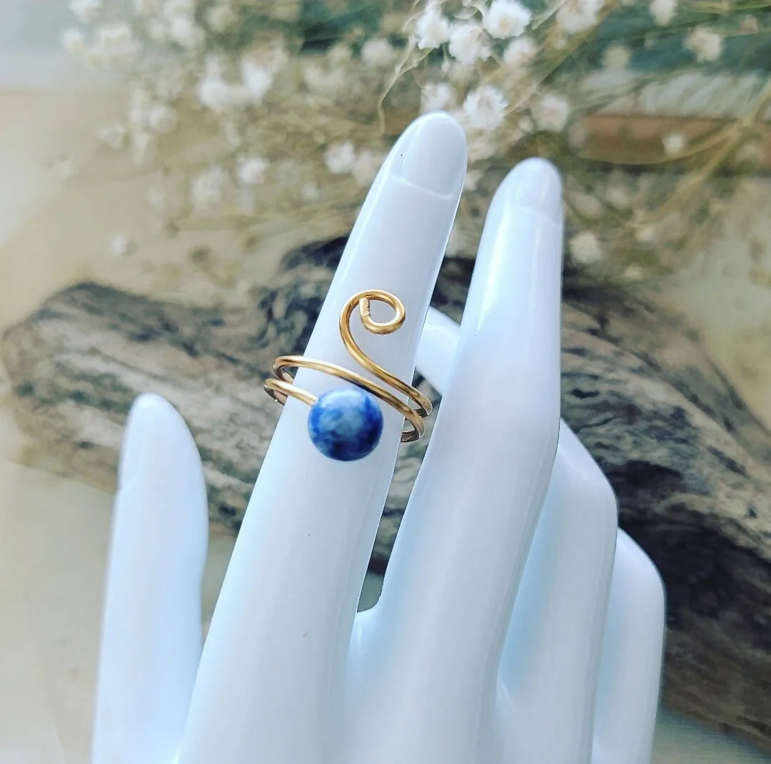 Island Girl Art Lapis & Copper Wire Wrapped Ring