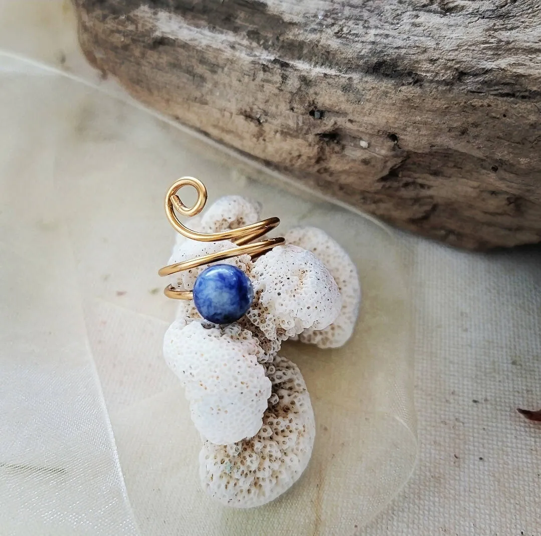 Island Girl Art Lapis & Copper Wire Wrapped Ring