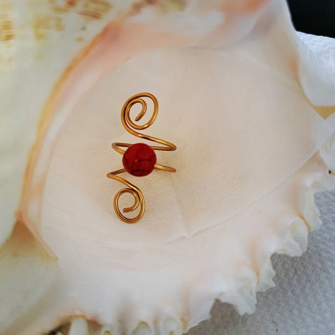 Wire Wrapped Red Copper Agate Ring - Island Girl Art