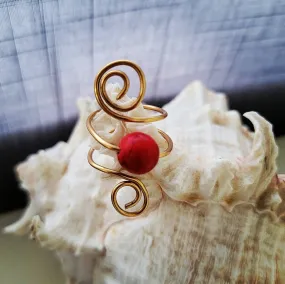 Wire Wrapped Red Copper Agate Ring - Island Girl Art