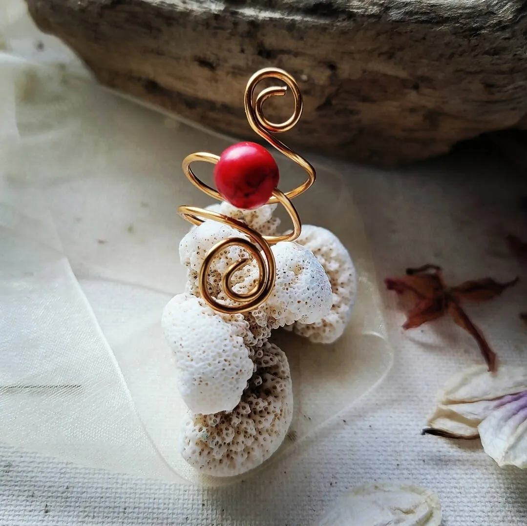 Wire Wrapped Red Copper Agate Ring - Island Girl Art