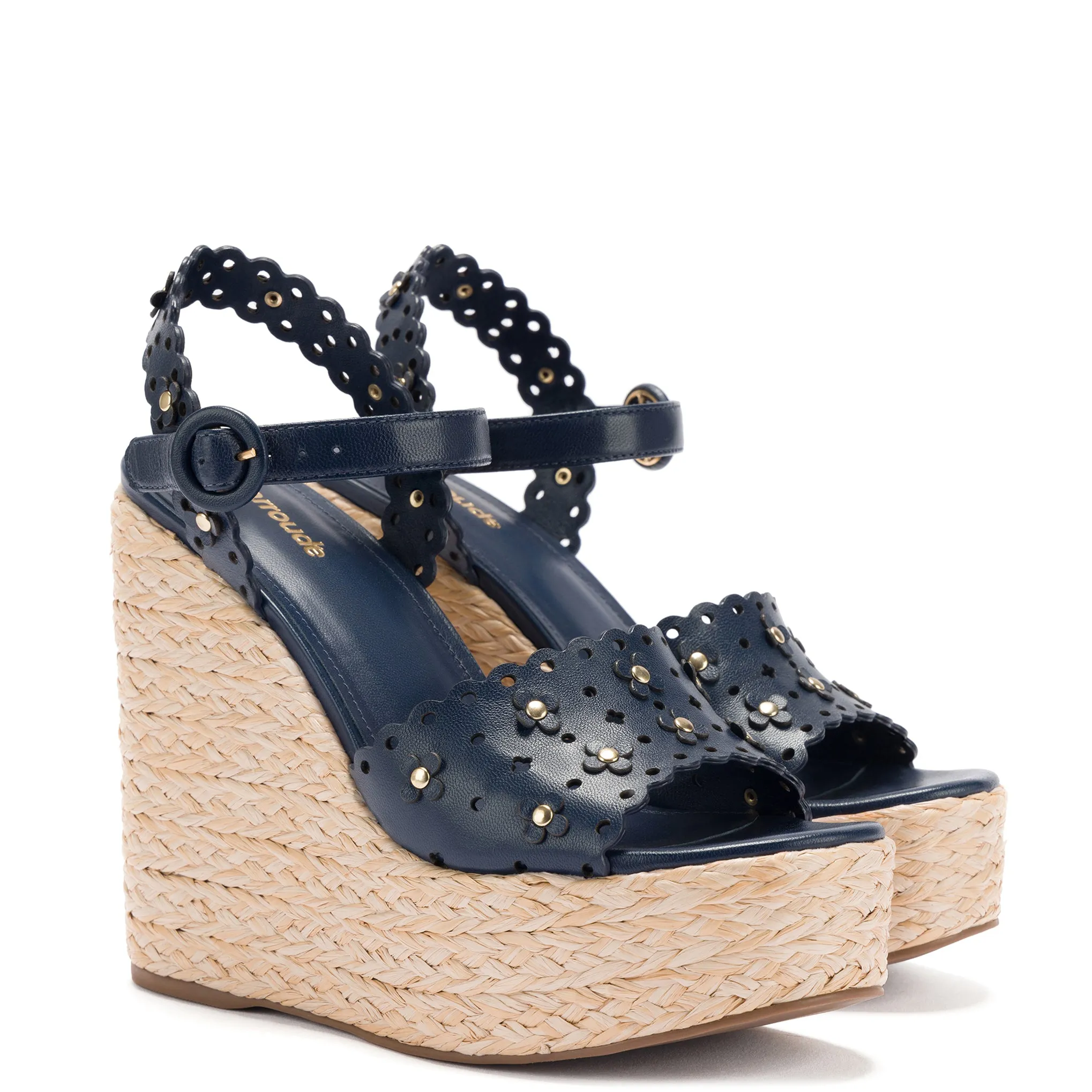 Navy Leather Jasmine Wedge.