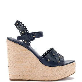 Navy Leather Jasmine Wedge.