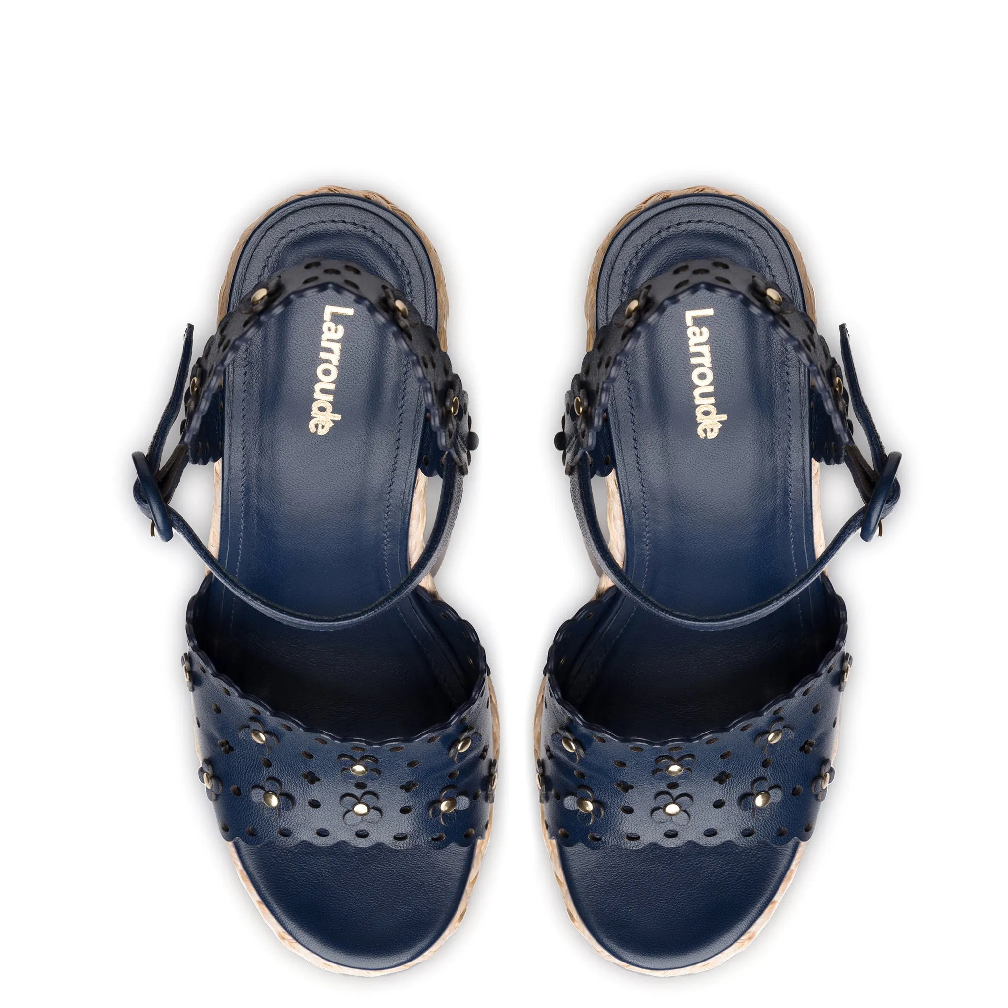 Navy Leather Jasmine Wedge.