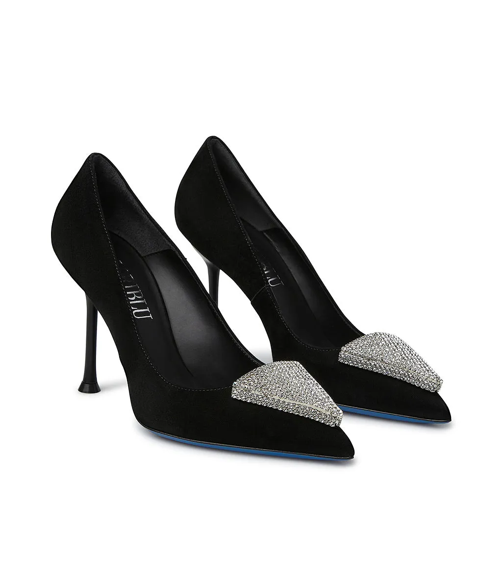 Jewel pumps in black suede