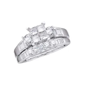 Keene Jewelers 10kt White Gold Princess Diamond Bridal Wedding Ring Band Set 1 Cttw - Size 5