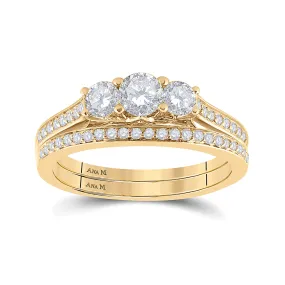 Keene Jewelers 14kt Yellow Gold Round Diamond Bridal Wedding Ring Band Set 1 Cttw