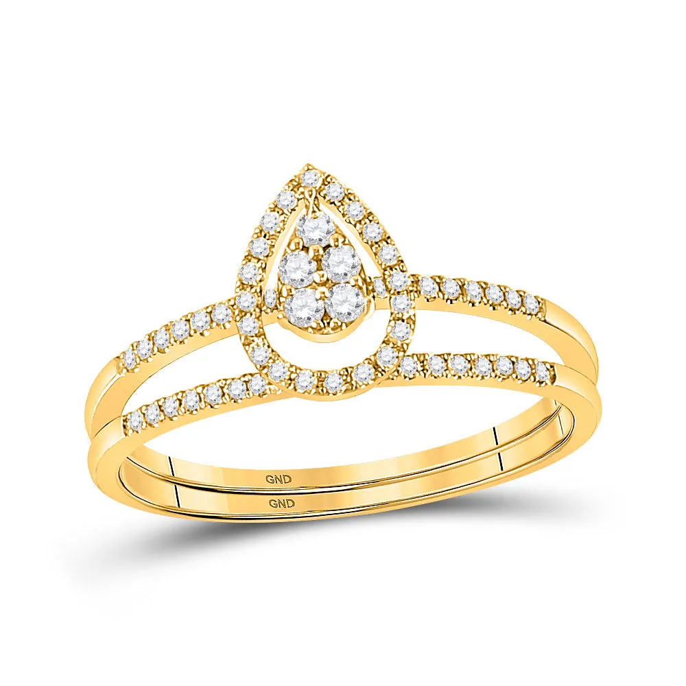 Keene Jewelers 14kt Yellow Gold Round Diamond Bridal Wedding Ring Band Set 1/5 Cttw