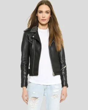 Kimora Black Studded Leather Jacket