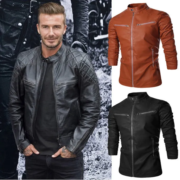 Korean Motorcycle Leather Jacket for Men