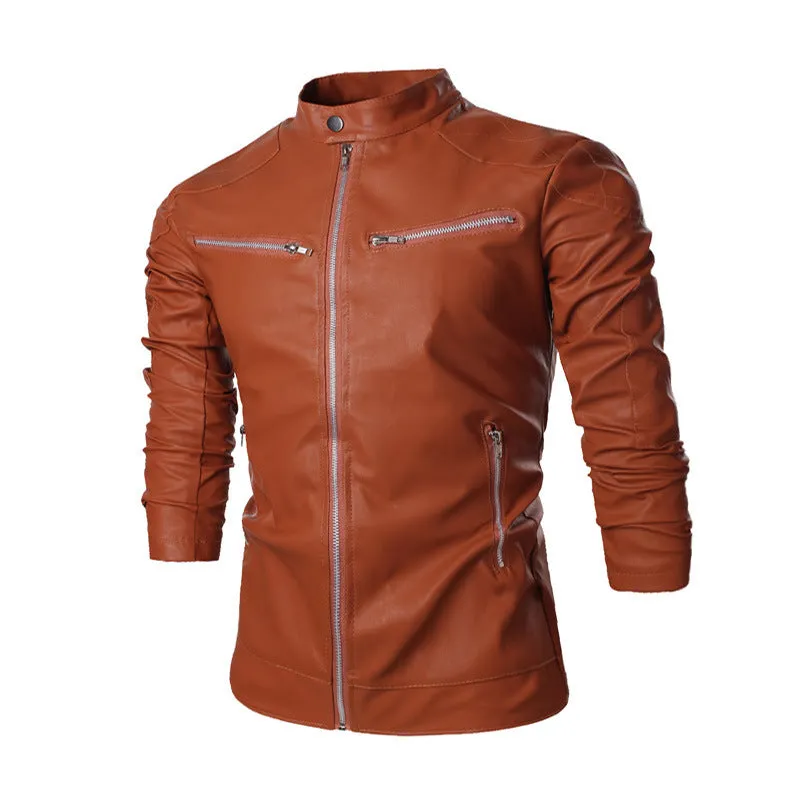 Korean Motorcycle Leather Jacket for Men