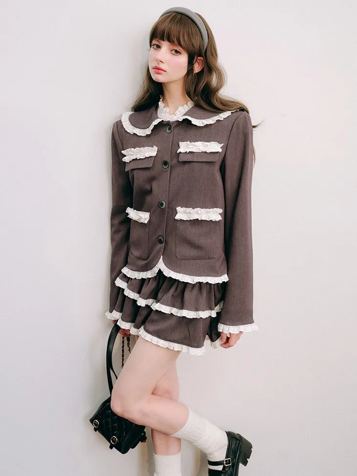 Lace Stitch College Taste Jacket ＆ Puffy Skirt