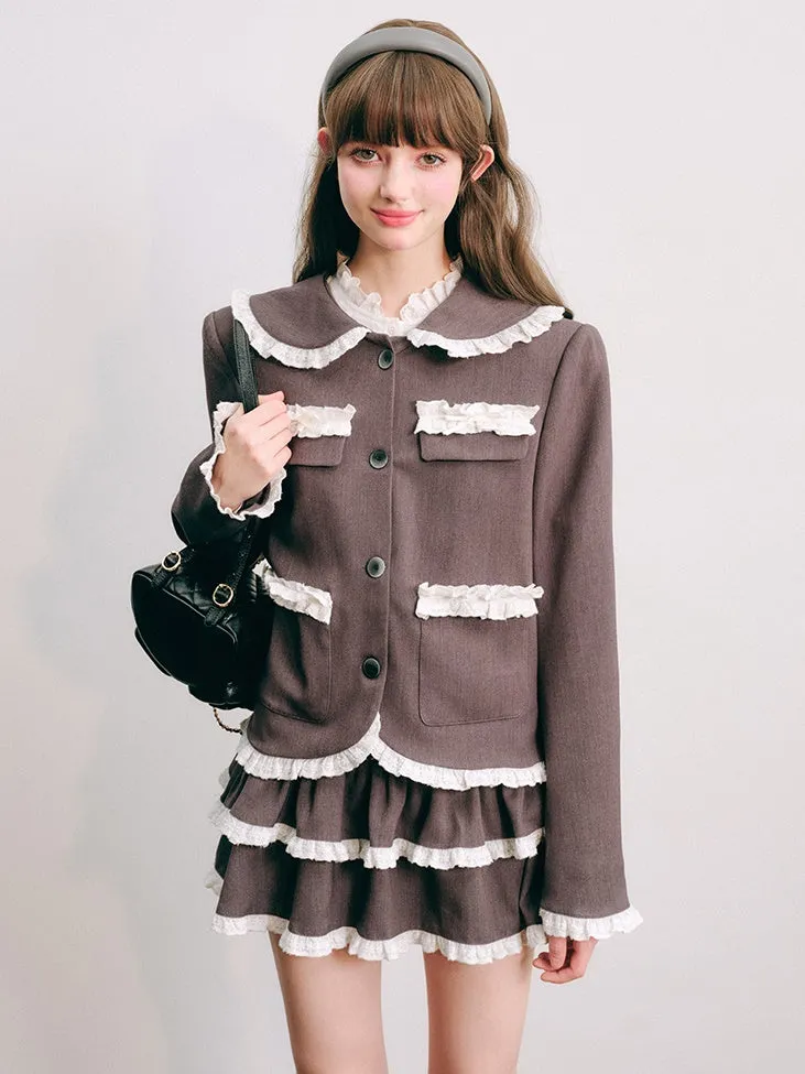 Lace Stitch College Taste Jacket ＆ Puffy Skirt