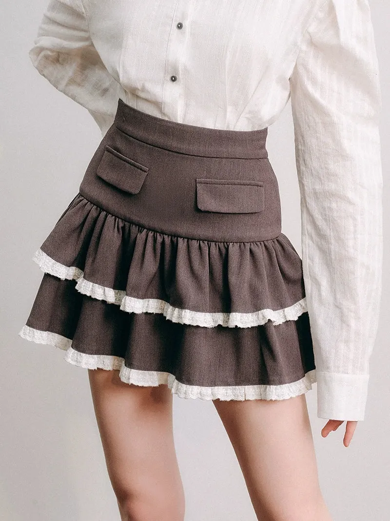 Lace Stitch College Taste Jacket ＆ Puffy Skirt