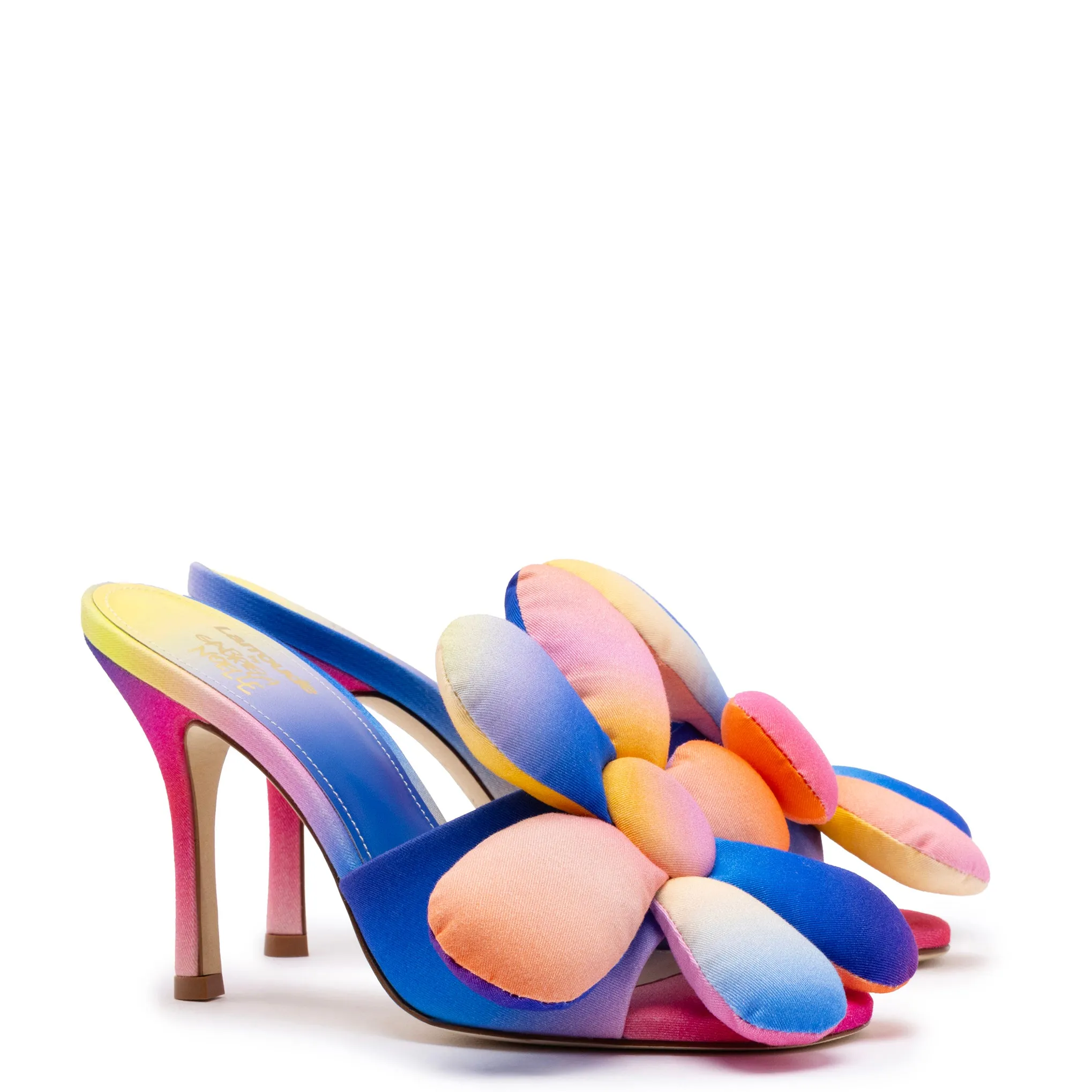 Larroudé Gabriela Noelle rainbow fabric mule shoe Full Bloom