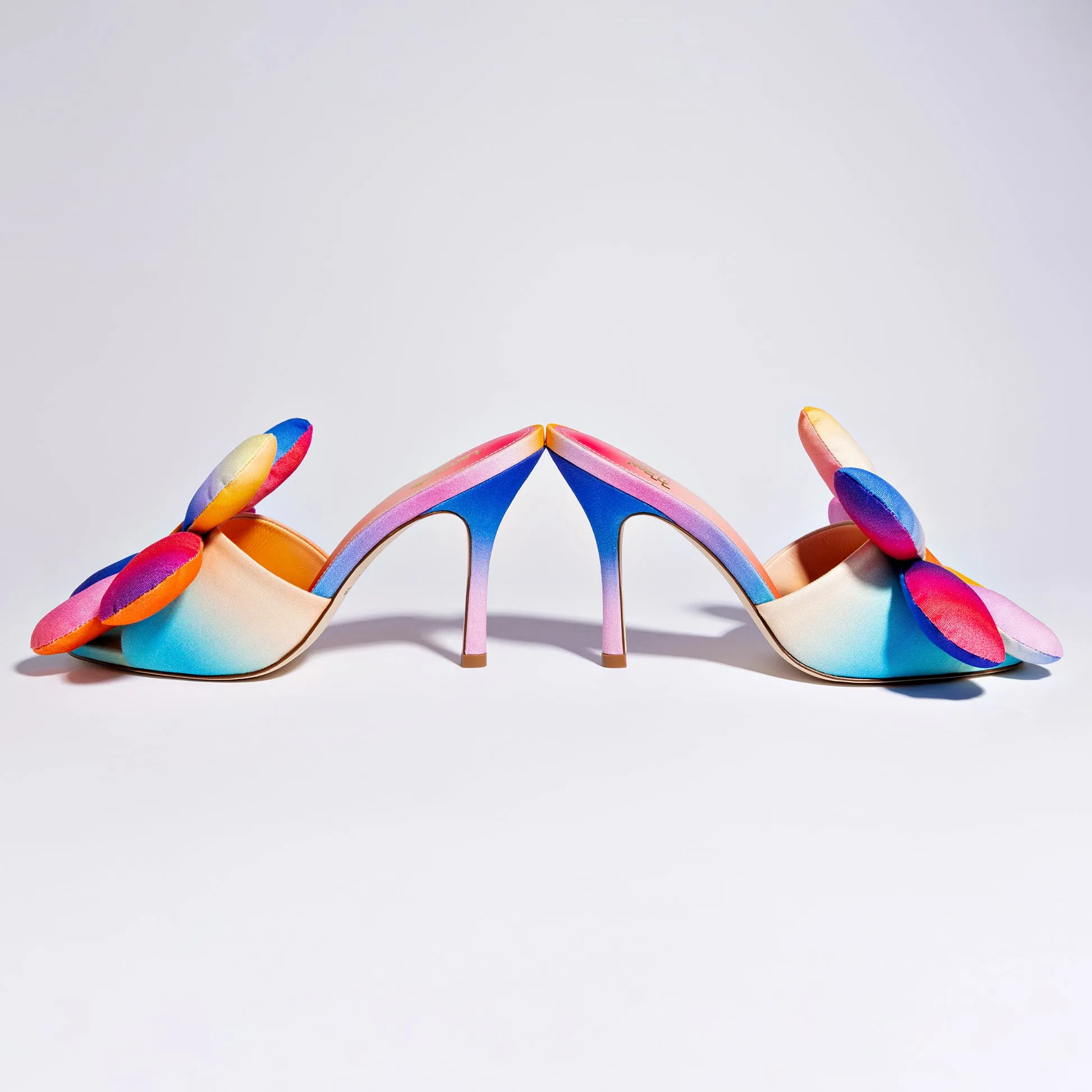 Larroudé Gabriela Noelle rainbow fabric mule shoe Full Bloom