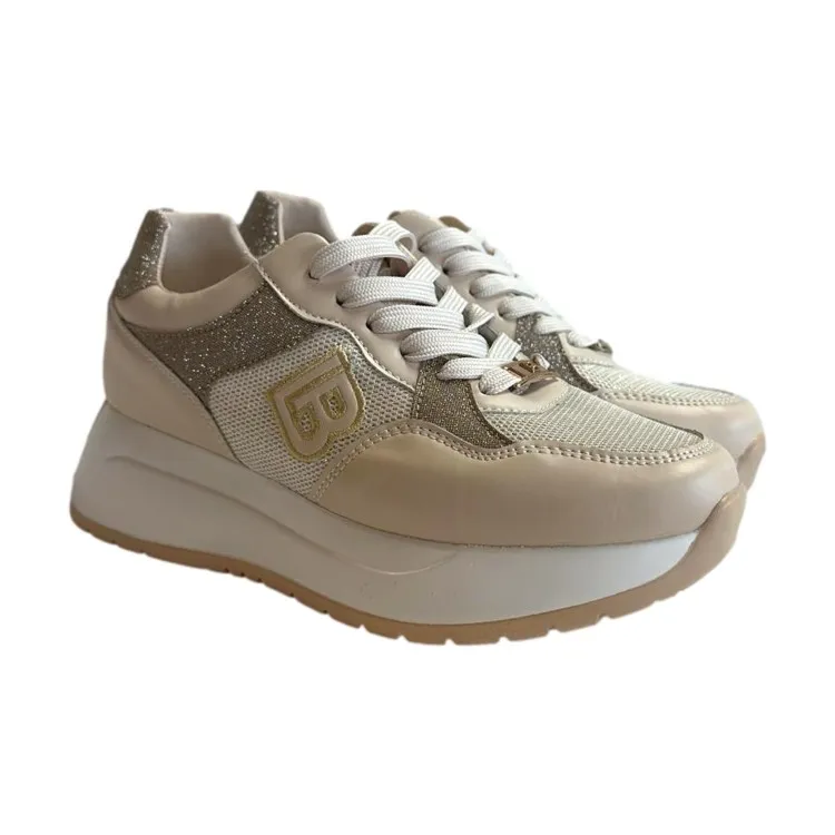 Glitter Beige Laura Biagiotti 8414 Women's Sneakers.