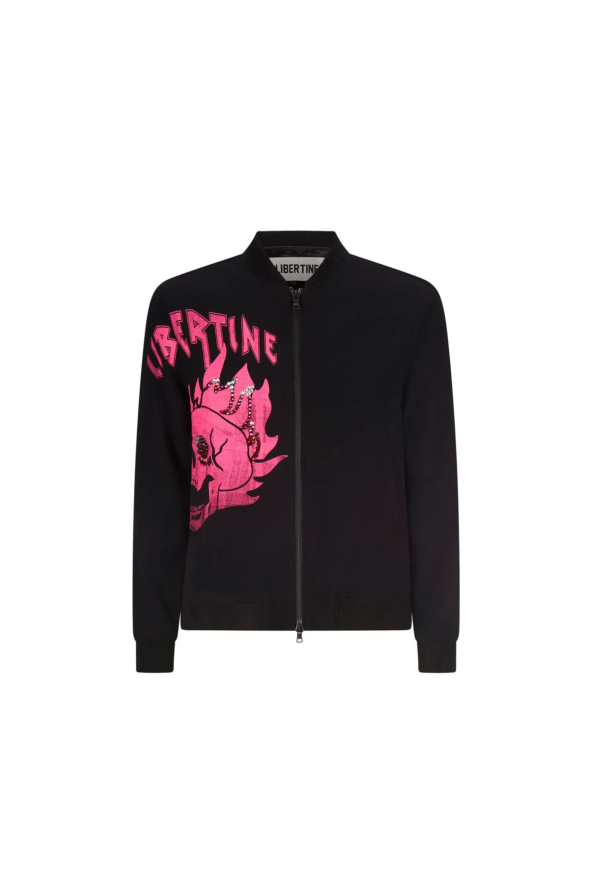 'LIB FLAMING SKULL PINK' BOMBER JACKET