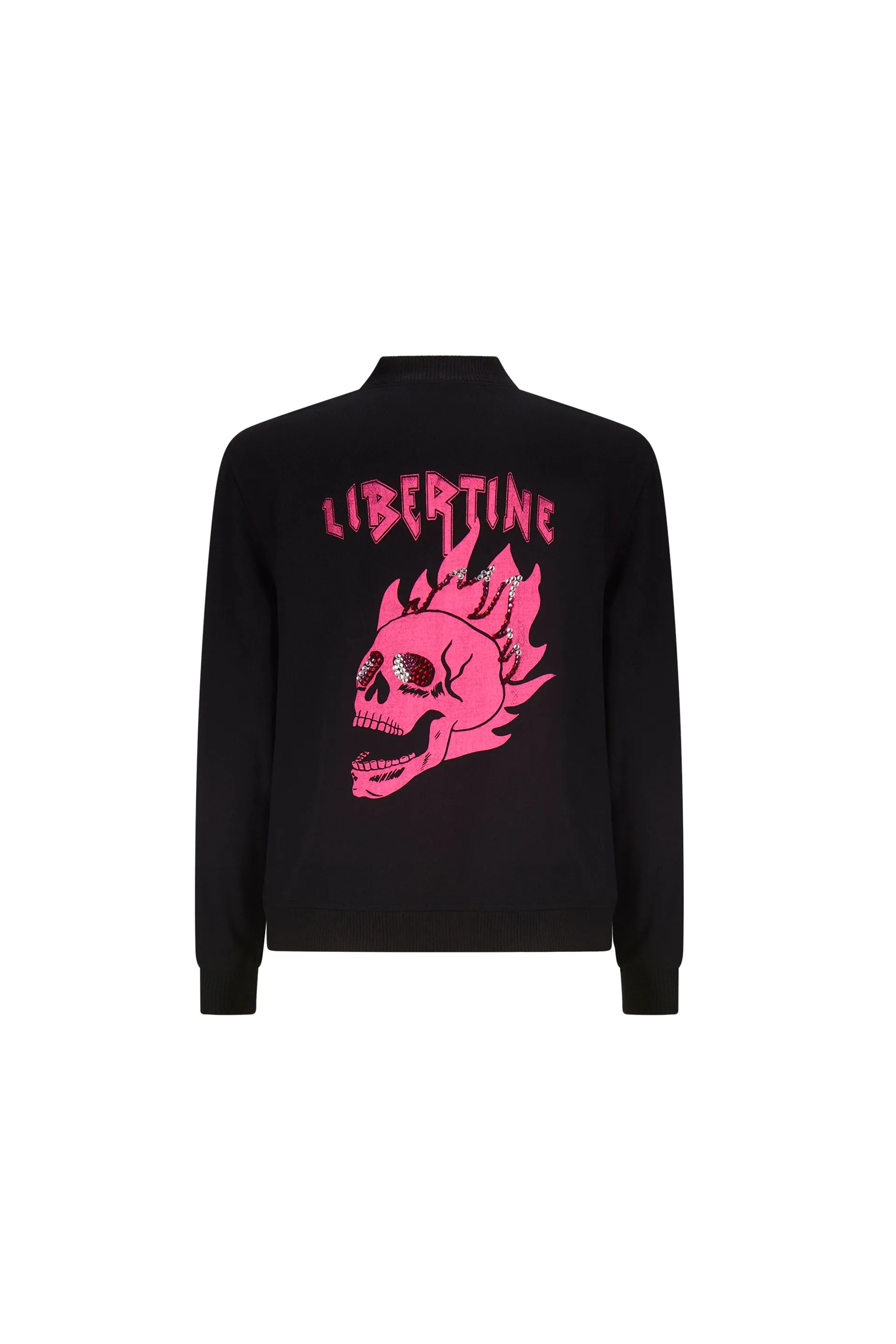 'LIB FLAMING SKULL PINK' BOMBER JACKET