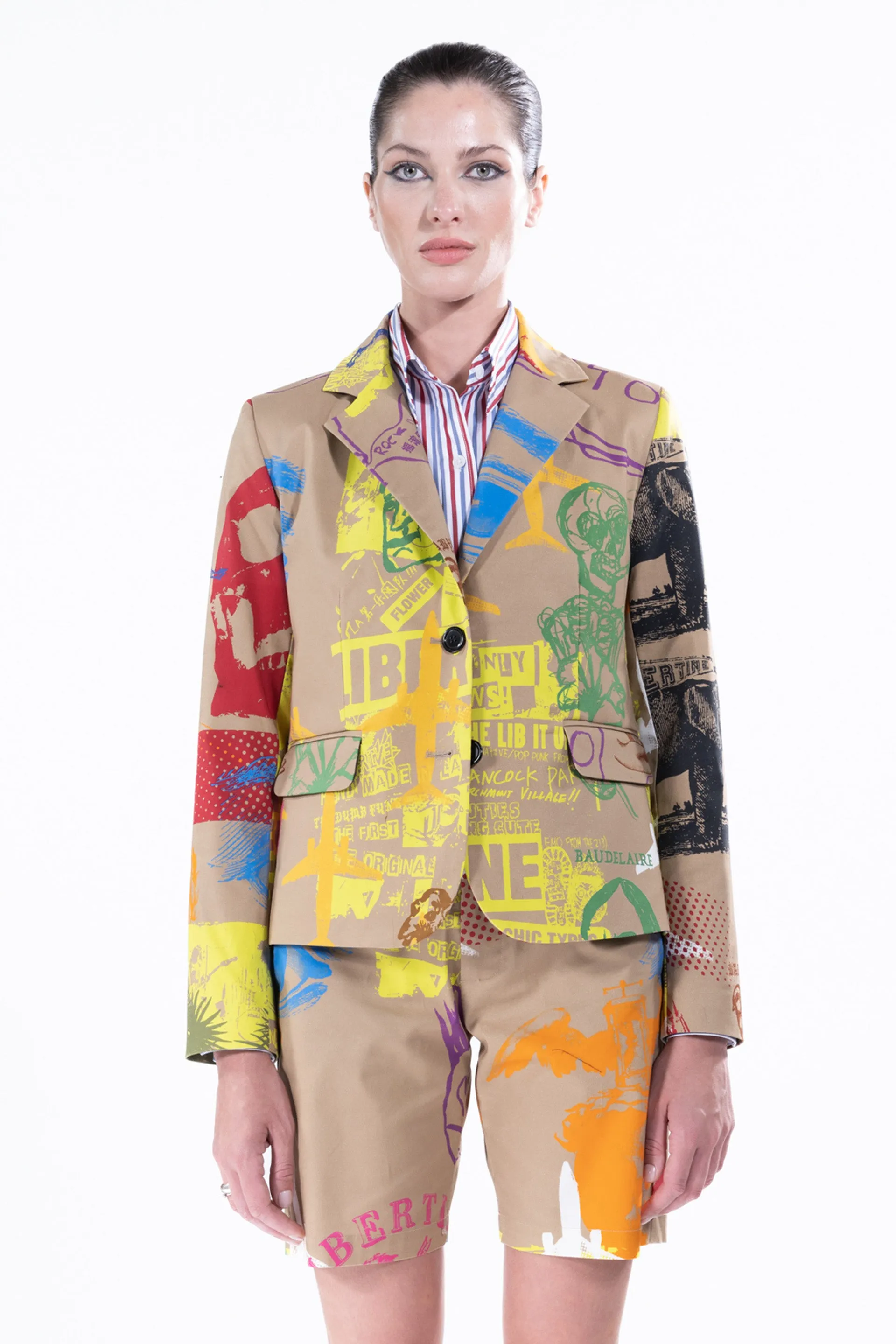 'LIBERTINE SILK SCREENS' L/S SHORT JACKET