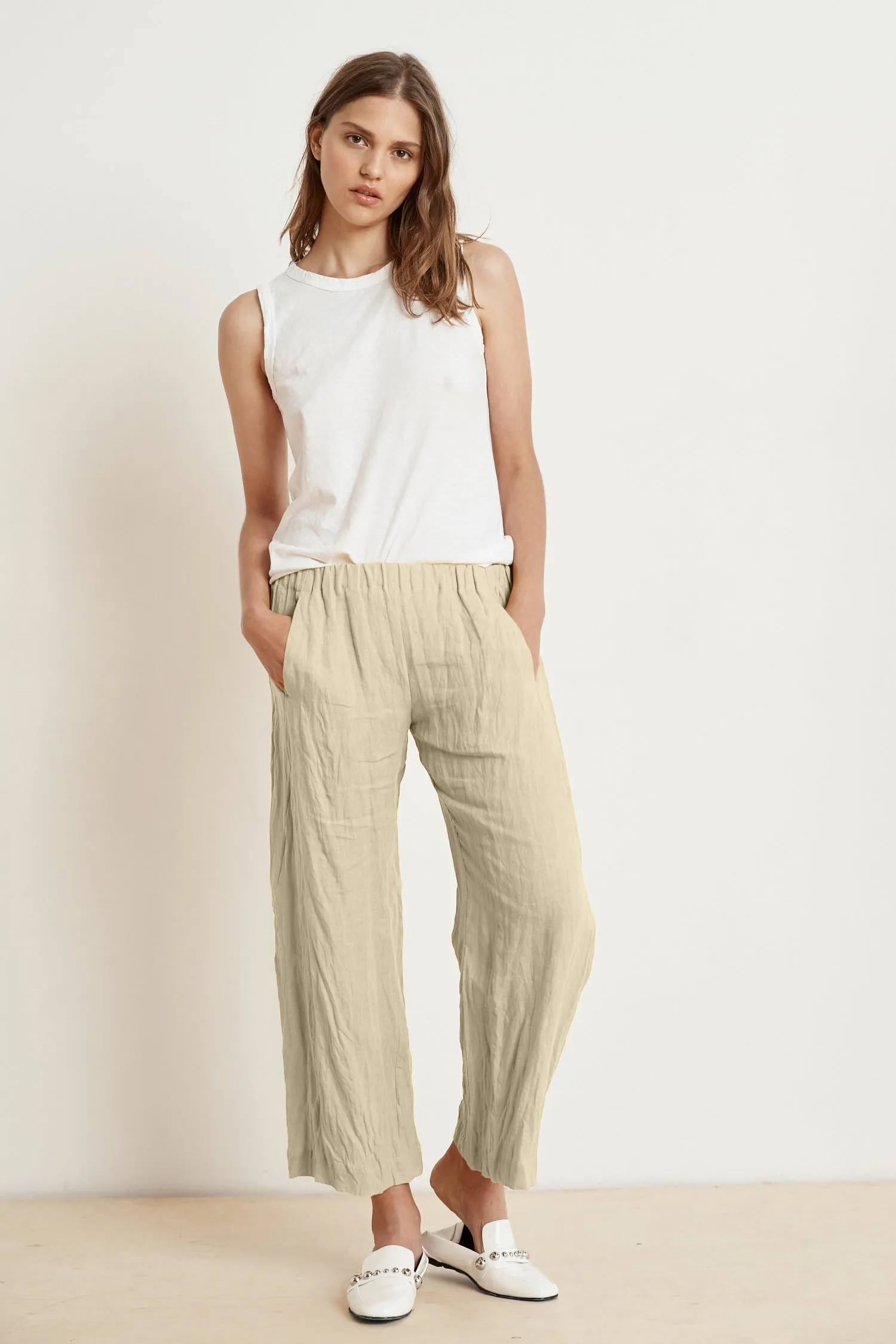 LOLA LINEN TROUSERS IN CAFE