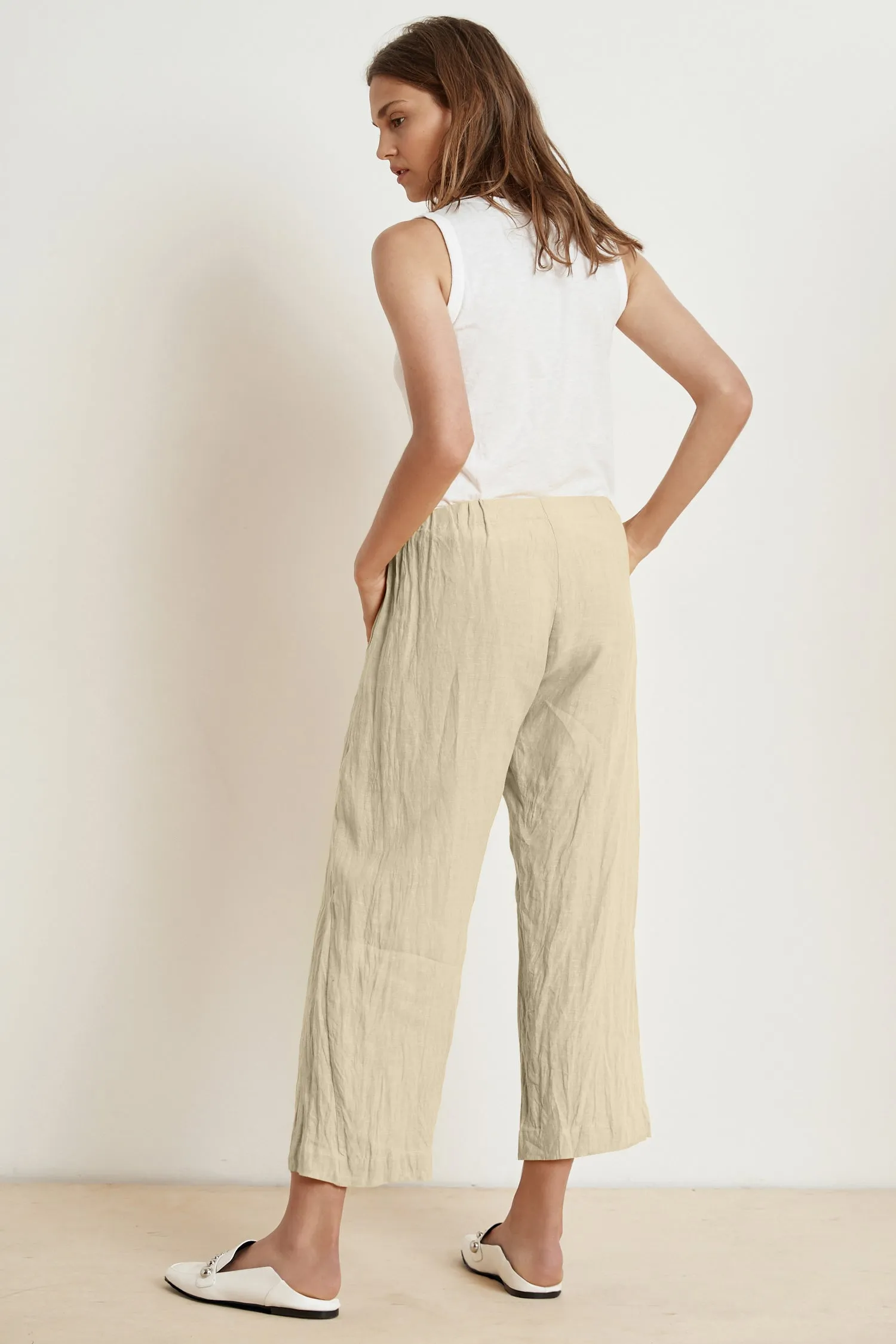 LOLA LINEN TROUSERS IN CAFE