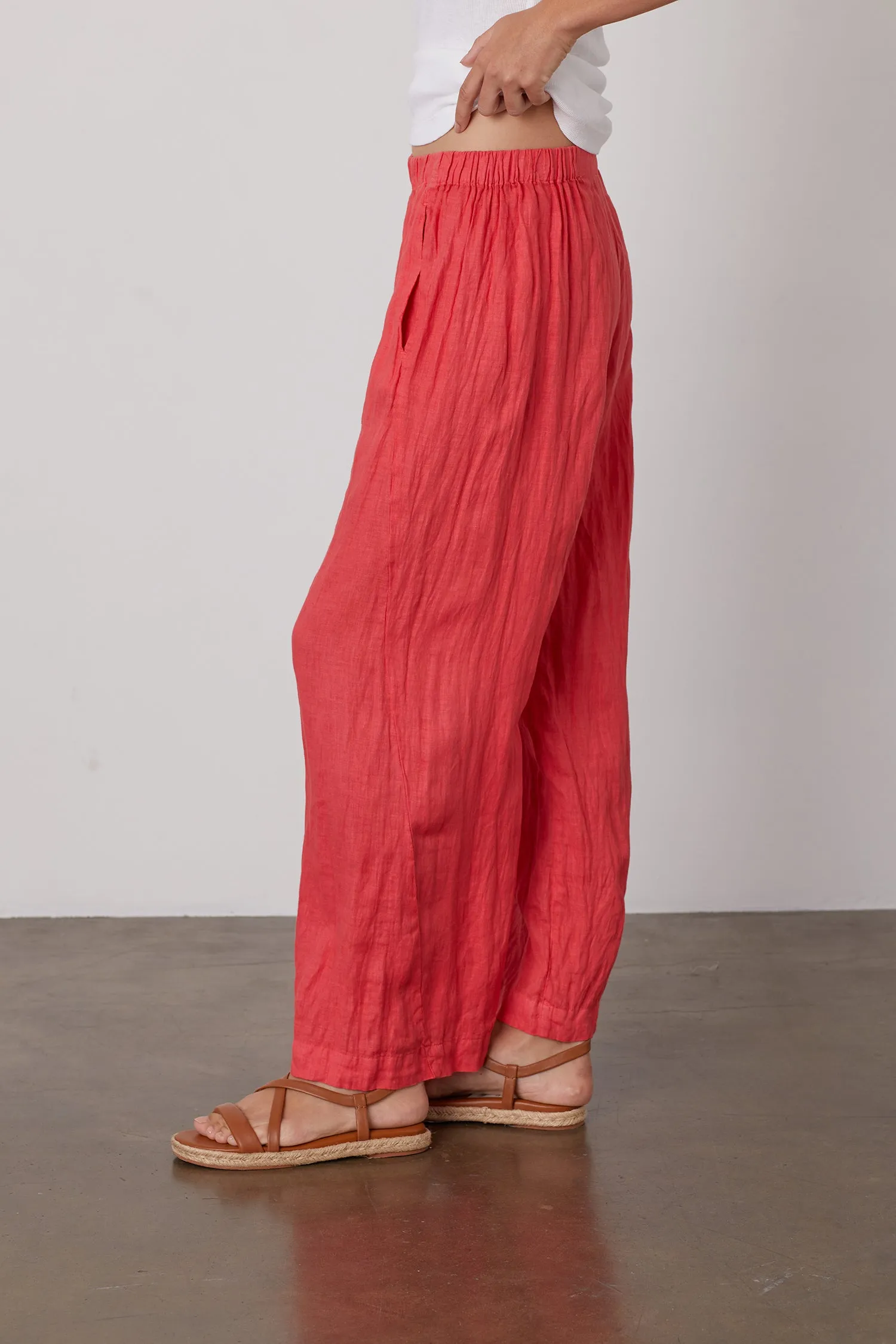 LOLA LINEN TROUSERS IN FLIRT