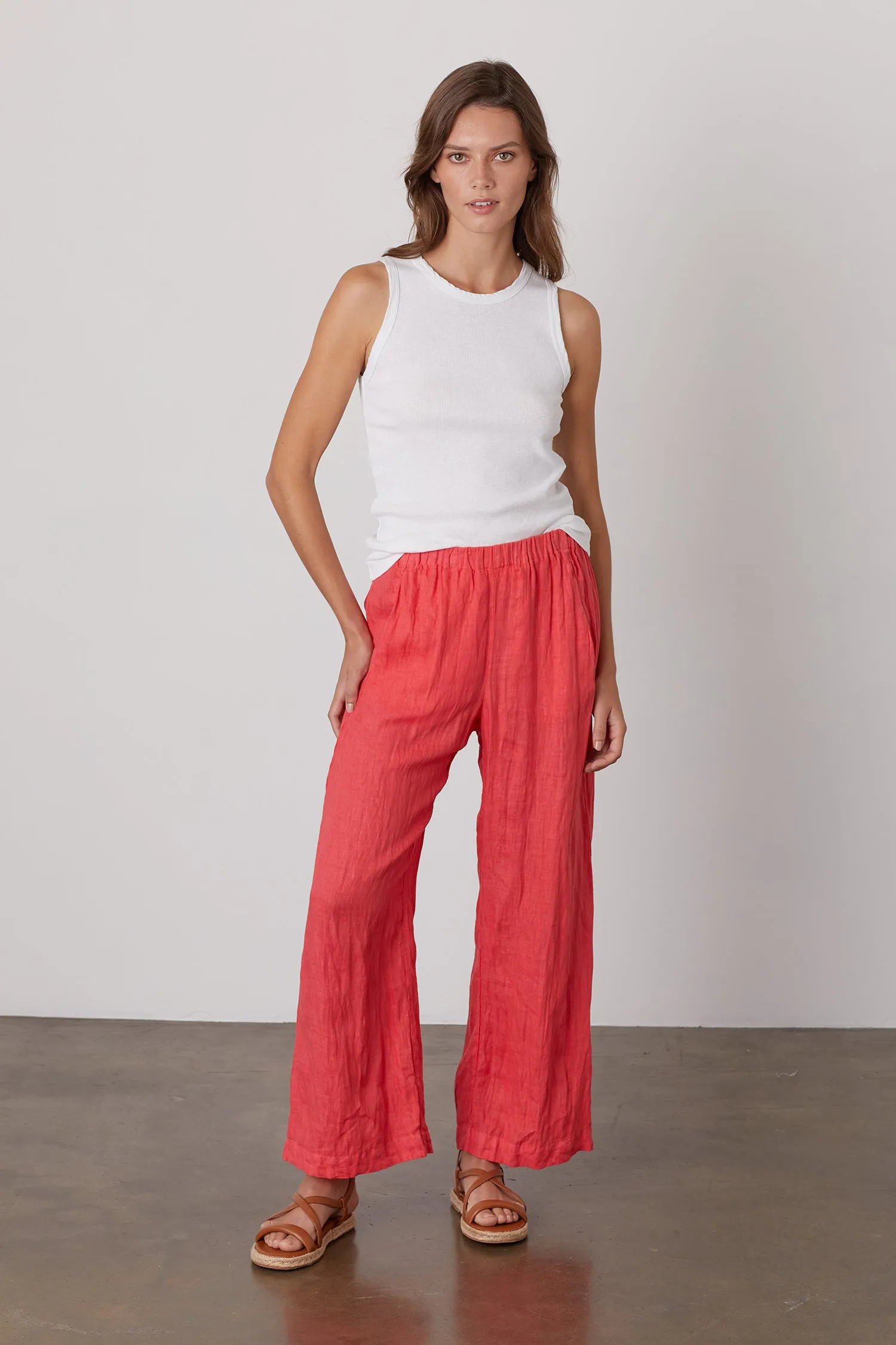 LOLA LINEN TROUSERS IN FLIRT