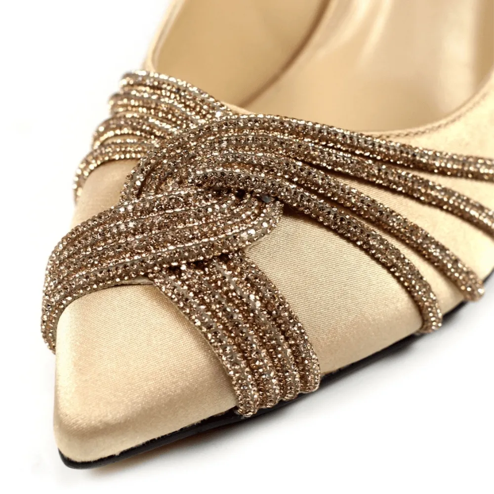 Lunar Tayah Nude Diamante Twist Front Court Heels