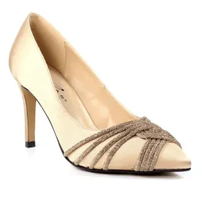 Lunar Tayah Nude Diamante Twist Front Court Heels