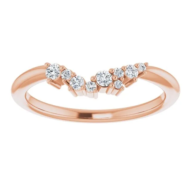 Lydia Band - Prong Set Accented Cluster Curved Wedding Ring