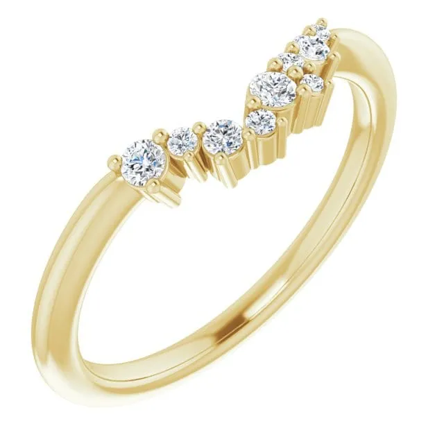 Lydia Band - Prong Set Accented Cluster Curved Wedding Ring