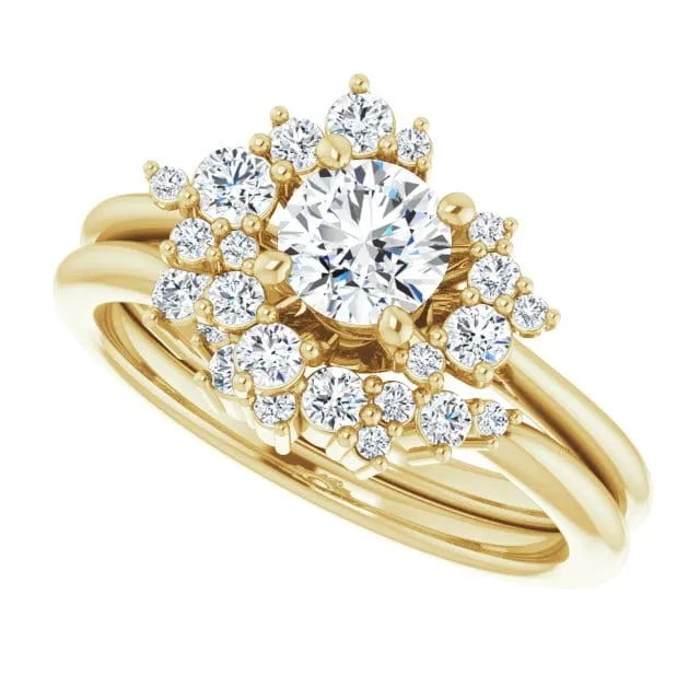 Lydia Band - Prong Set Accented Cluster Curved Wedding Ring