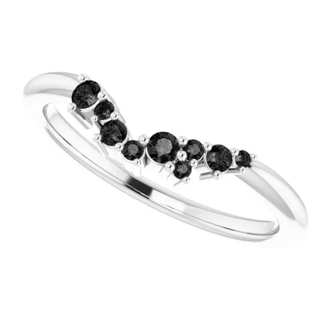 Lydia Band - Prong Set Accented Cluster Curved Wedding Ring