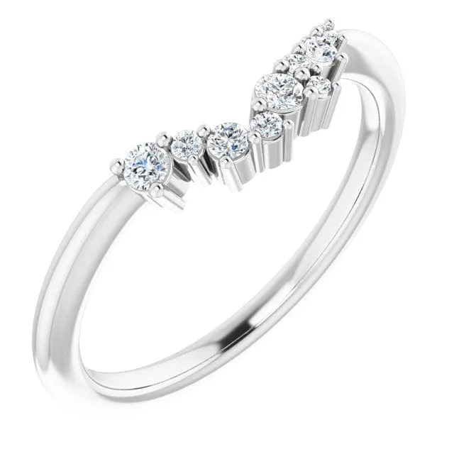 Lydia Band - Prong Set Accented Cluster Curved Wedding Ring